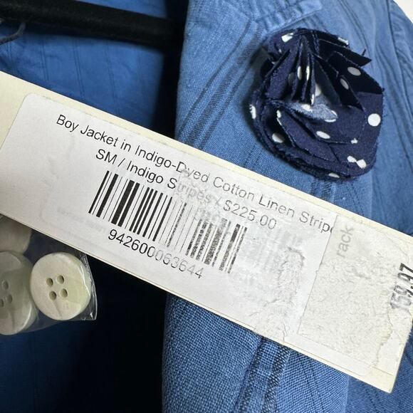 NWT Alex Mill Linen Pinstripe Boy Jacket Blazer Women's Indigo Blue Size Small - Picture 6 of 6